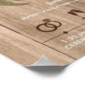 素朴ブルゴーニュ赤フローラ結婚式の日のタイムライン ポスター (角)