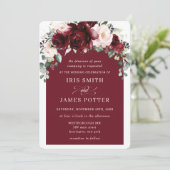 素朴ブルゴーニュ赤面フローラフラワーアーチ結婚ーズ 招待状 (スタンド正面)