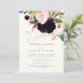 素朴ブルゴーニュ+赤面水彩花 招待状 (スタンド正面)