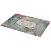 素朴ブルーウッド結婚フローラパーソナライズされたのギフト カッティングボード (角)