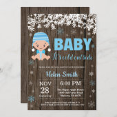 素朴ベビーの冷たい外の男の子の赤ちゃんシャワー 招待状 (正面/裏面)