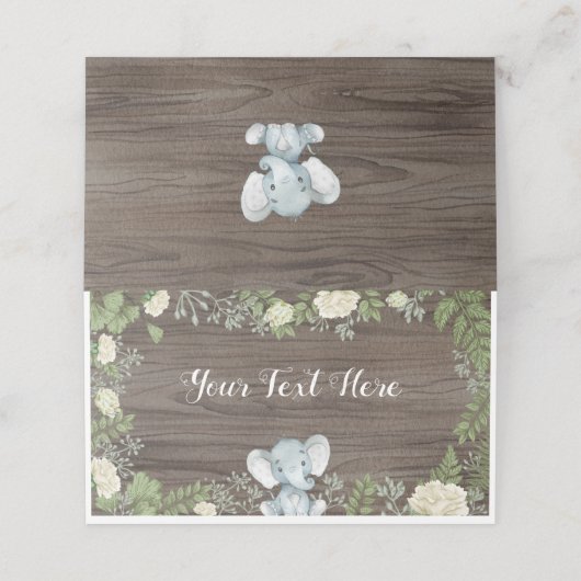 素朴ベビーゾウ/ジャングルサファリグリーン プレイスカード (外部開封)