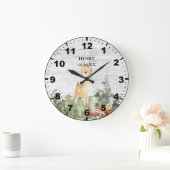 素朴ベビーファウンディア自然グリーンリーバーンウッド  ラージ壁時計 (ホーム)
