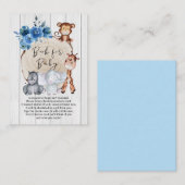 素朴ベビー用ジャングル動物ブルーフローラ本 エンクロージャーカード (正面/裏面)