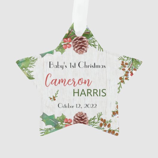 素朴ベビー第1回クリスマス最高のギフト写真カスタム写真 オーナメント (裏面)