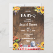 素朴ベビー-Qピクニックヒマワリ合板ウッド 招待状 (正面)