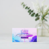 素朴ベーカリーケーキブルーエレガントピンク 名刺 (スタンド正面)