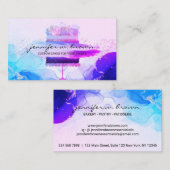 素朴ベーカリーケーキブルーエレガントピンク 名刺 (正面/裏面)