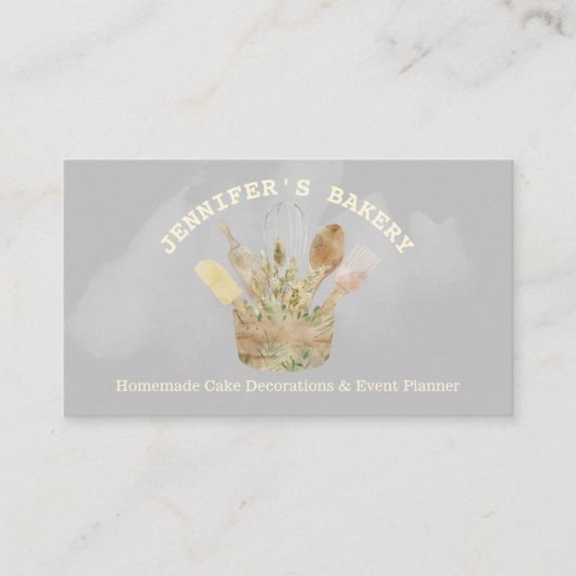 素朴ベーカリーペストリー木造シェフの水色 名刺 (正面)