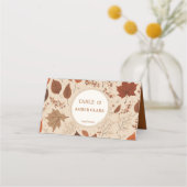 素朴ベージュブラウンメ離れデープル結婚ズ秋 プレイスカード (正面)