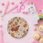 素朴ベージュブラウンメ離れデープル結婚ズ秋 ペーパープレート (パーティー)