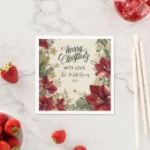 素朴ホリデーアマリリスクリスマス スタンダードカクテルナプキン (インサイチュ)