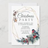 素朴ホリデーウィンターバードパインクリスマスパーティー 招待状 (正面)
