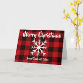 素朴ホリデークリスマスデザイン赤バッファロープレイド カード (黄色い花)