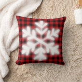素朴ホリデークリスマスデザイン赤バッファロープレイド クッション (ブランケット)