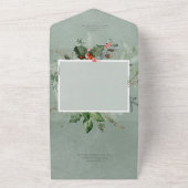 素朴ホリデーグリーナリー&レッドベリーNo Dinner オールインワン招待状 (外側)