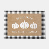 素朴ホワイトカボチャの家族の名前ようこそ ドアマット (正面)