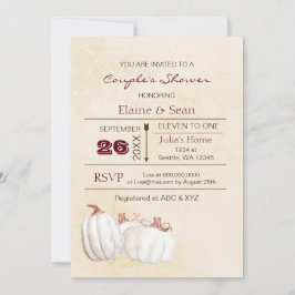 素朴ホワイトカボチャ秋ブライダルシャワー 招待状