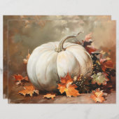 素朴ホワイトカボチャ絵を描のスクラップブック紙 (正面/裏面)