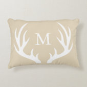 素朴ホワイトシルエットバック〔雄ジカの〕枝角&トープ アクセントクッション (正面)