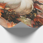 素朴ホワイトパンプキ絵を描ンの切り離 ラッピングペーパー (角)