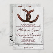 素朴ホースシューズカントリーウッド結婚式招待状 招待状 (正面/裏面)