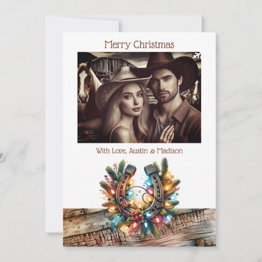 素朴ホースシューズカントリー&ウェスタンパーソナライズされた シーズンカード (正面)
