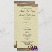 素朴ホースシューズパープルデイジー結婚式 プログラム (正面/裏面)