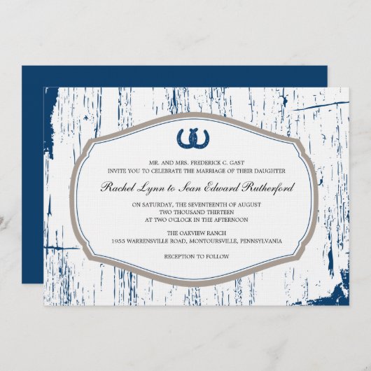 素朴ホースシューズ結婚バーンズ 招待状 (正面/裏面)