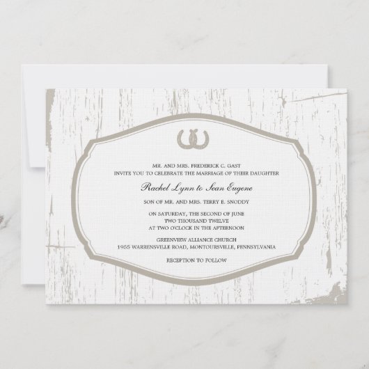 素朴ホースシューズ結婚バーンズ 招待状 (正面)