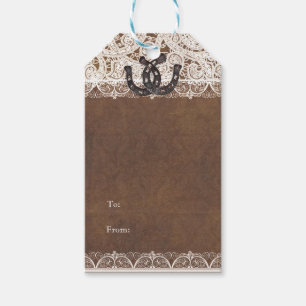 素朴ホースシューズ&レースカントリーウェディングギフトラベル ギフトタグ