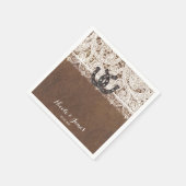 素朴ホースシューズ&レースカントリーウェディングナプキン スタンダードカクテルナプキン (角)