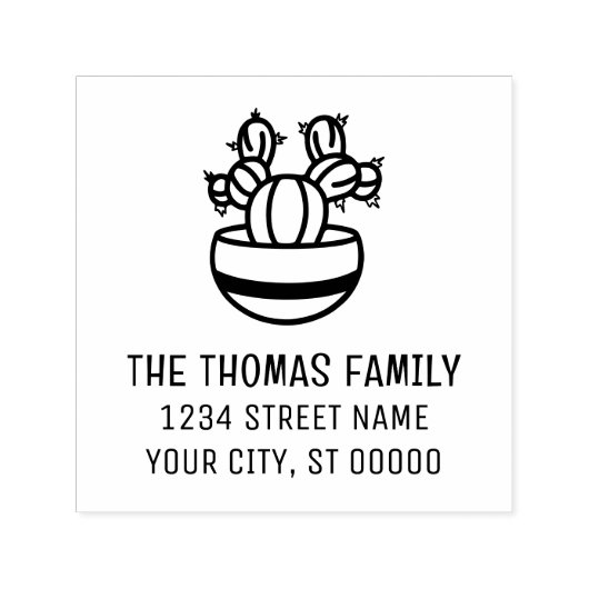 素朴ポット#3名住所のサボテン工場 セルフインキングスタンプ (デザイン)