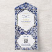 素朴ポルトガル結婚タイルのQRコード オールインワン招待状 (内側)