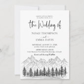 素朴マウンテンパイン結婚白黒ミニマルズ 招待状 (正面)