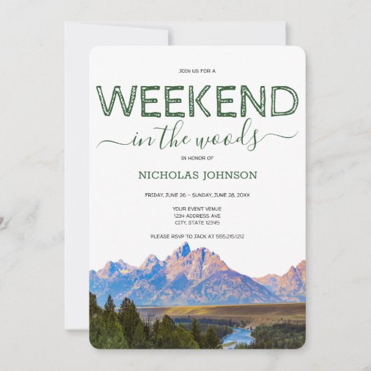素朴マウンテン・ウィークエンド・イン・ザ・ウッズ 招待状 (正面)