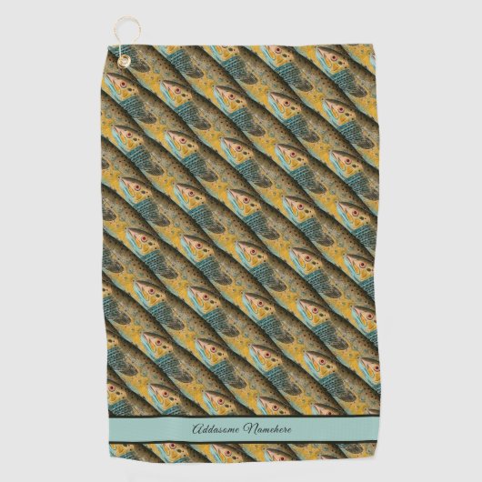 素朴マス魚ヴィンテージ水彩模様 ゴルフタオル (正面)
