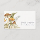 素朴マッシュルームシダの葉の水色秋 名刺 (正面)