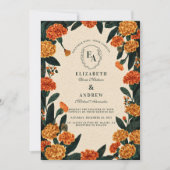 素朴マリゴールドフローラ秋結婚の季節 招待状 (正面)
