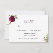 素朴マルーンフローラリースウッドRSVPビュッフェ3979 出欠カード (裏面)