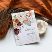 素朴マルーンラストオレンジボタニカル結婚フローラ 招待状