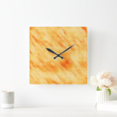 素朴マンゴー黄色のテクスチャ絵画の スクエア壁時計 (ホーム)
