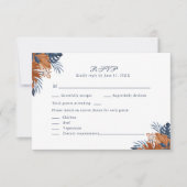 素朴ミッドナイトブルーモンステラRSVPカード サンキューカード (正面)