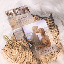 素朴ミニマエレガントリストWood & 5枚の結婚写真