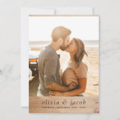 素朴ミニマエレガントリストWood & 5枚の結婚写真 招待状 (正面)