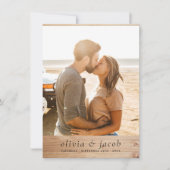 素朴ミニマエレガントリストWood & 5枚の結婚写真 招待状 (正面)