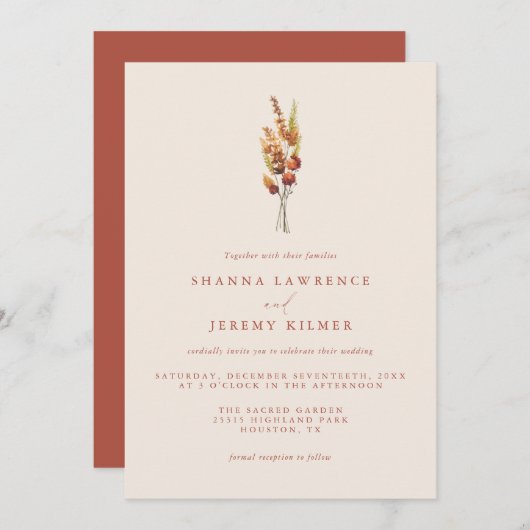 素朴ミニマルエレガント結婚の |招待状 招待状 (正面/裏面)