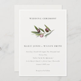 素朴ミニマルオリーブブランチの葉の結婚式 サンキューカード