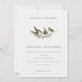 素朴ミニマルオリーブブランチの葉の結婚式 サンキューカード (正面)