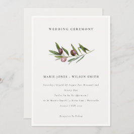 素朴ミニマルオリーブブランチの葉の結婚式 サンキューカード